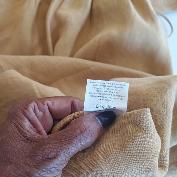 Lintico 100% Linen A-Line Drawstring Waist Midi Dixie Dress Size XL - Picture 6 of 12